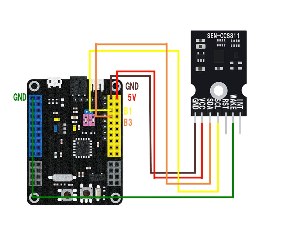 Connection method between SPACEBLOCK microcontroller board and carbon dioxide sensor module