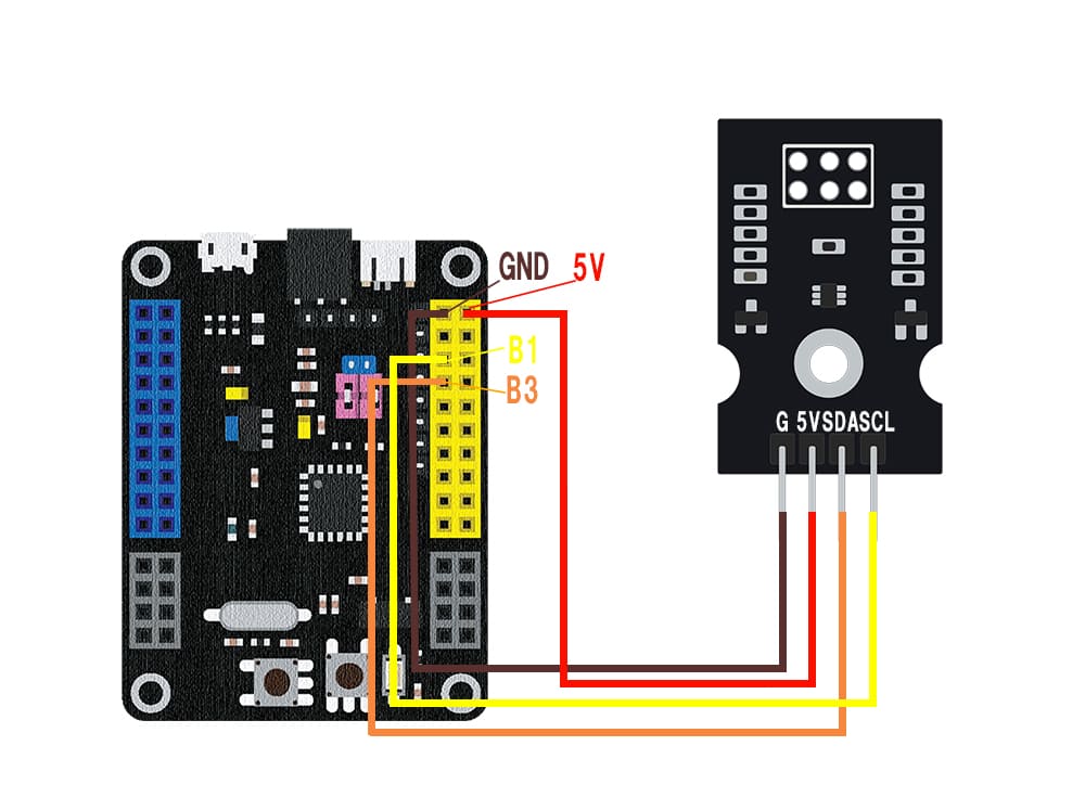 Connection method between SPACEBLOCK microcontroller board and color sensor module