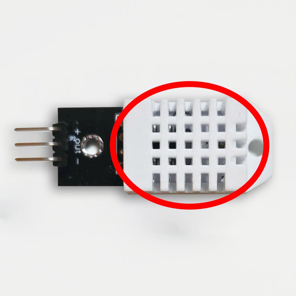 Photo explaining the sensor position of the temperature and humidity sensor module