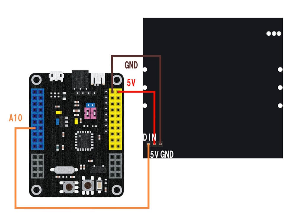SPACEBLOCKマイコンボードと8x8 RGB LEDマトリックスパネルの接続方法